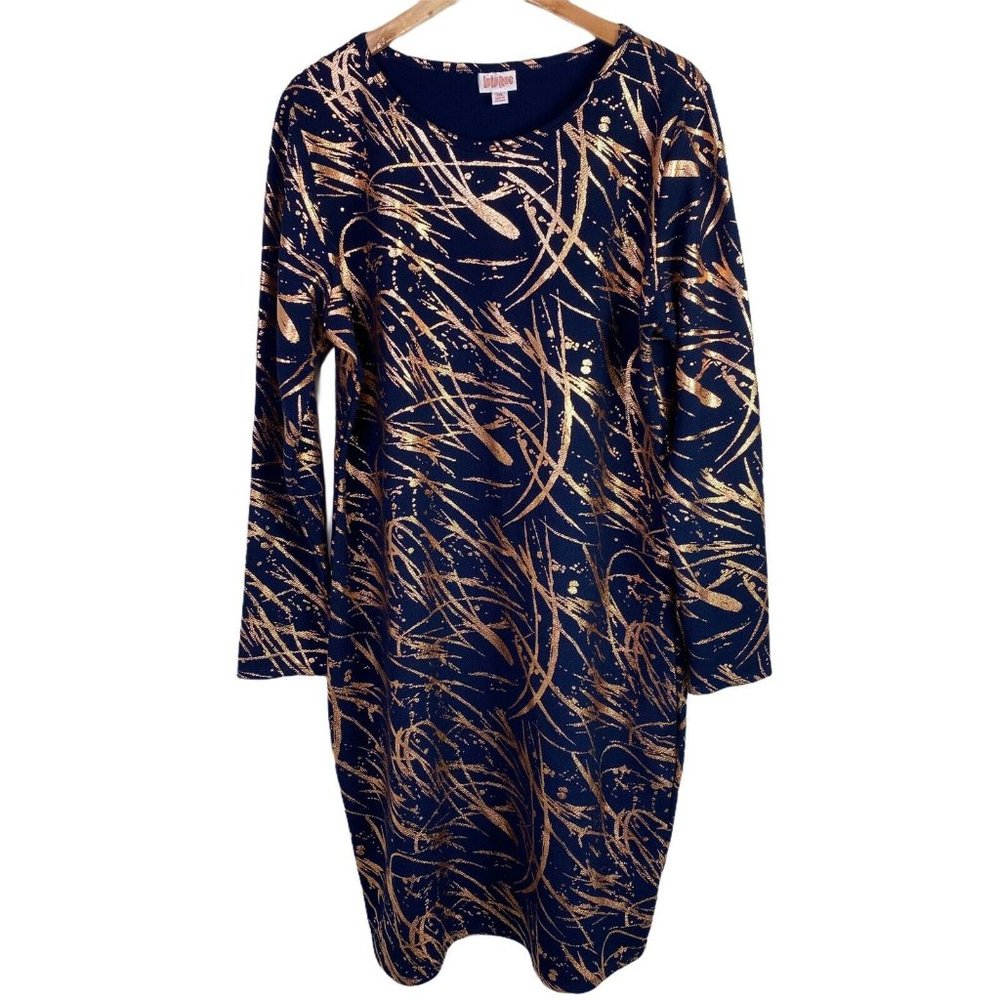 Lularoe Elegant Debbie Dress Metallic Rose Gold